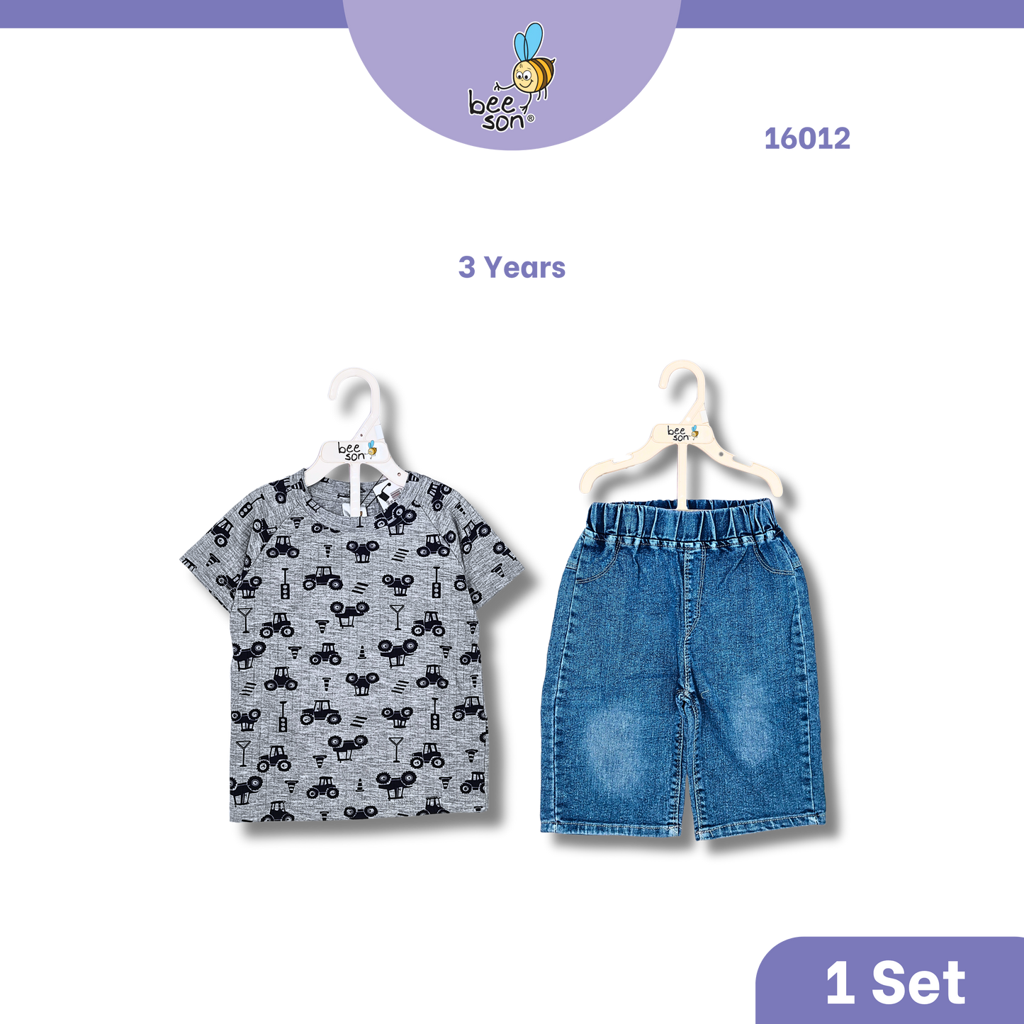 Beeson Toddler Kids Boy Short Sleeve Top & Denim Jeans Suit Set  1-3 Years | 16011 | 16012 | 16013 | 16014