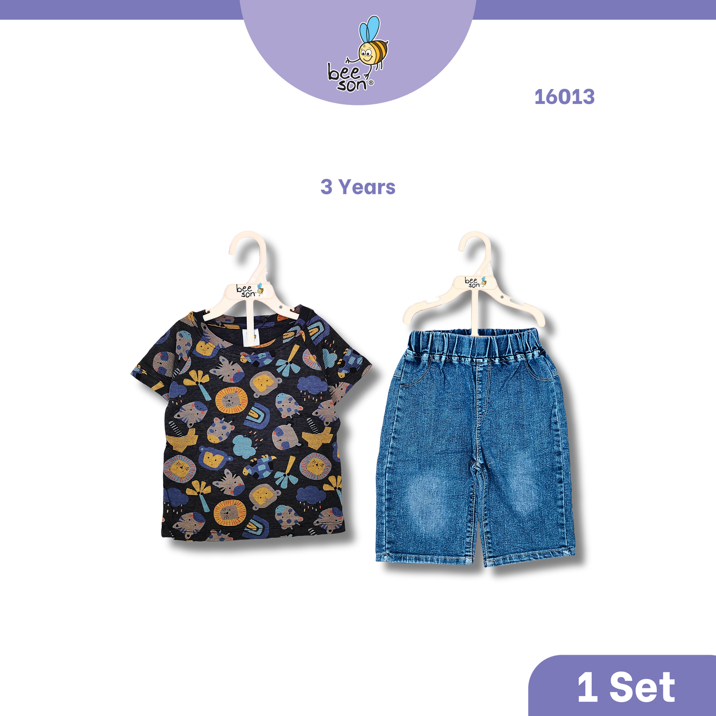 Beeson Toddler Kids Boy Short Sleeve Top & Denim Jeans Suit Set  1-3 Years | 16011 | 16012 | 16013 | 16014