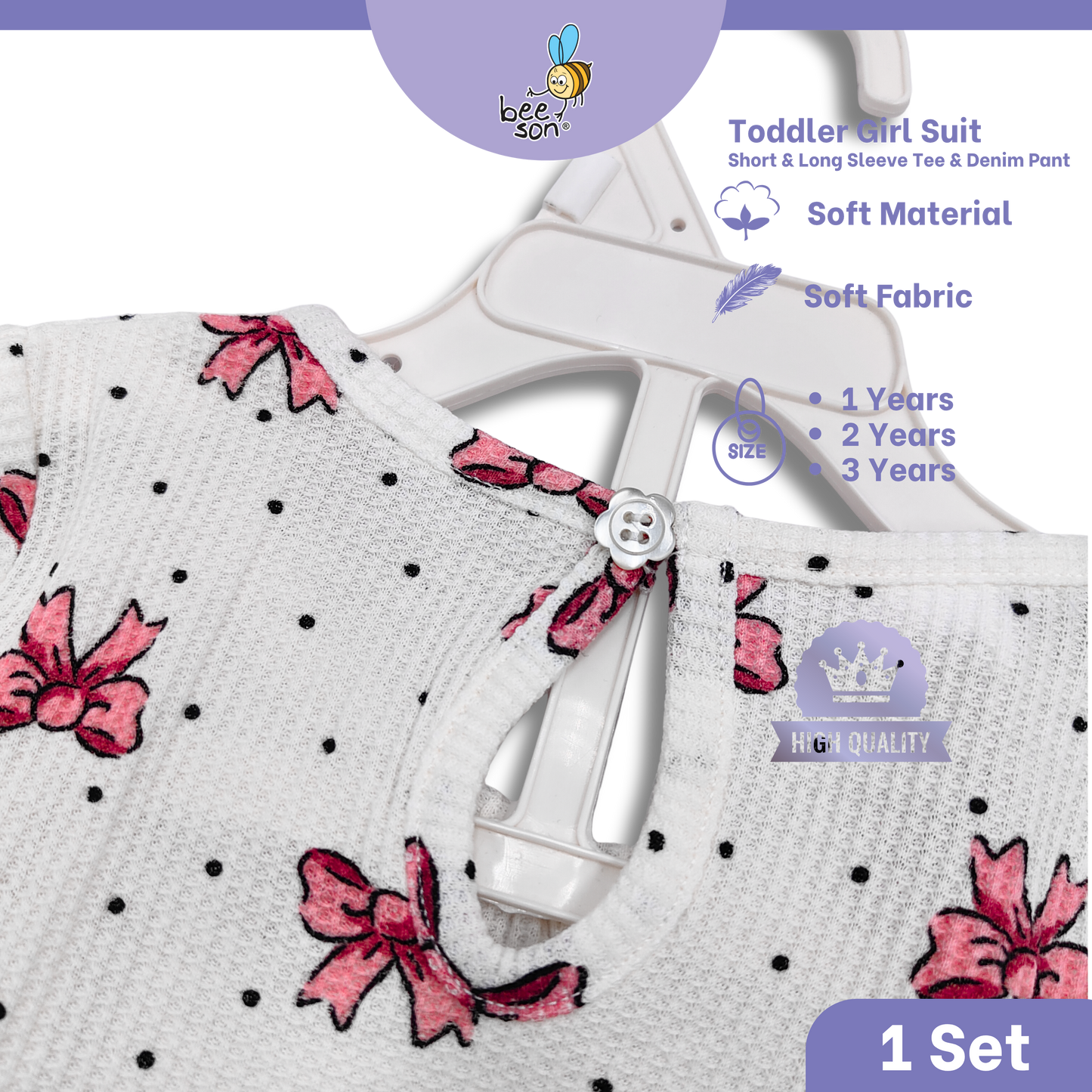Beeson Toddler Kids Girl Top & Denim Jeans Suit Set 1-3 Years  | 16015 | 16016 | 16017 | 16018