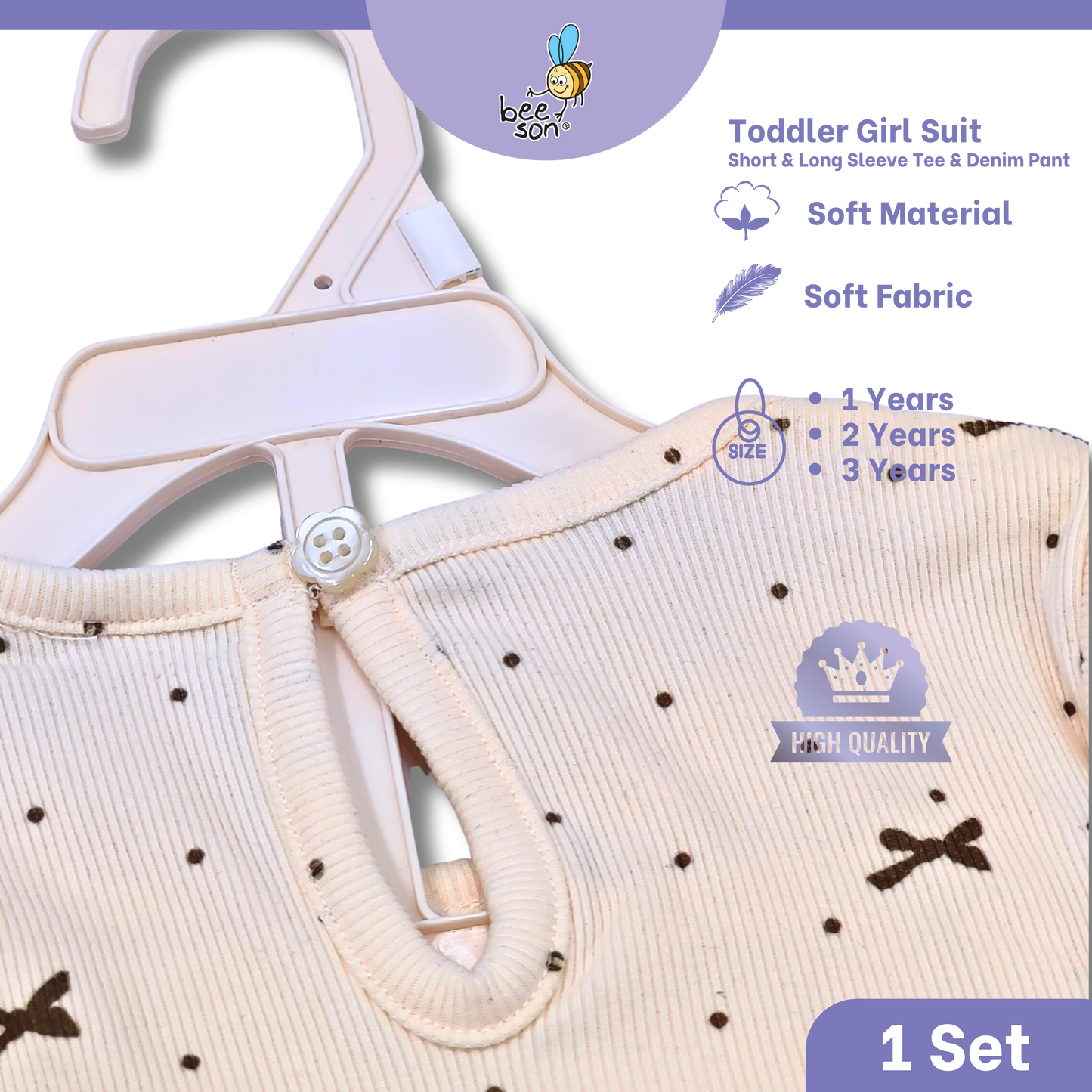 Beeson Toddler Kids Girl Top & Denim Jeans Suit Set 1-3 Years  | 16015 | 16016 | 16017 | 16018