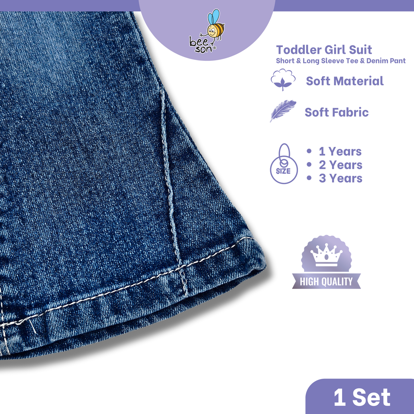 Beeson Toddler Kids Girl Top & Denim Jeans Suit Set 1-3 Years  | 16015 | 16016 | 16017 | 16018