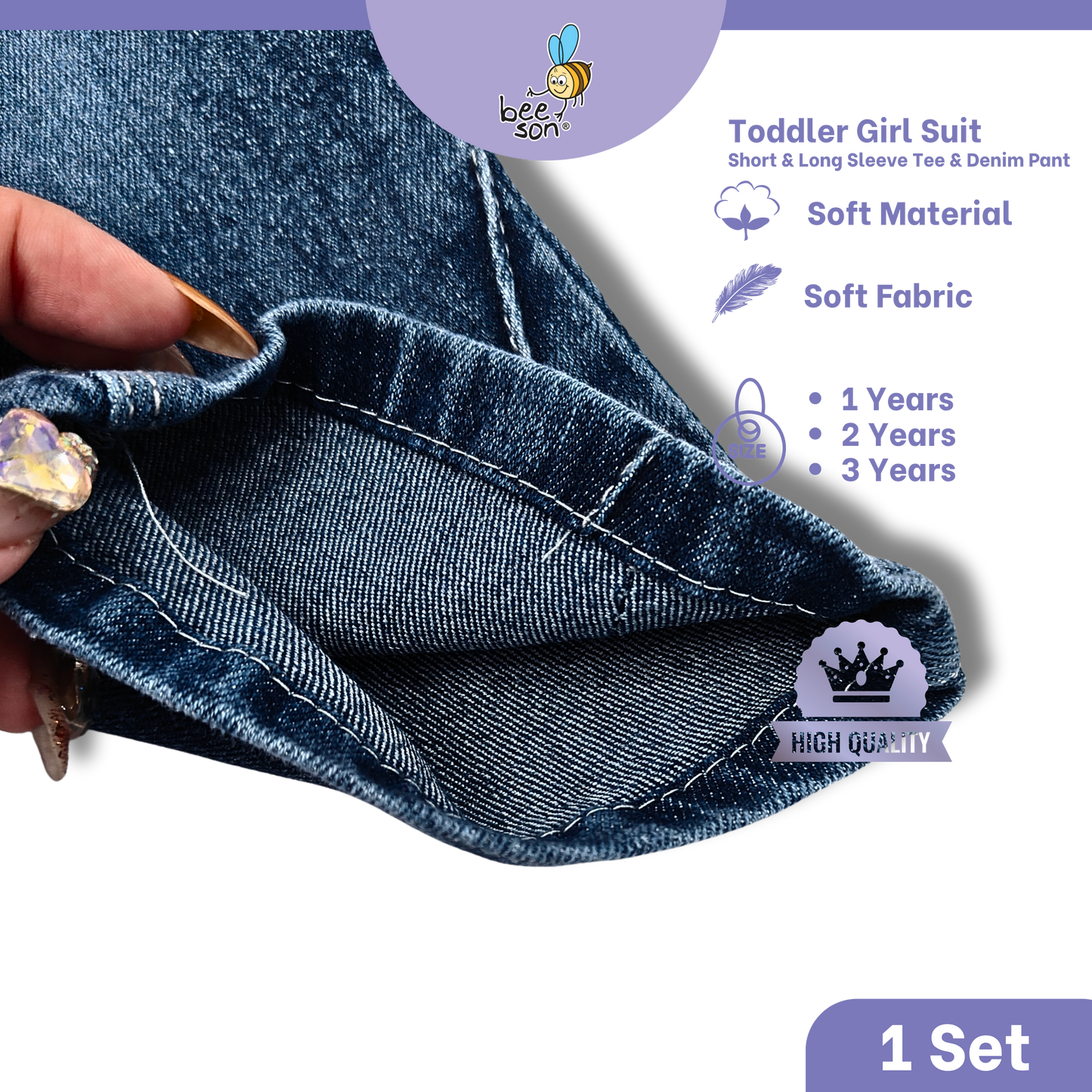 Beeson Toddler Kids Girl Top & Denim Jeans Suit Set 1-3 Years  | 16015 | 16016 | 16017 | 16018
