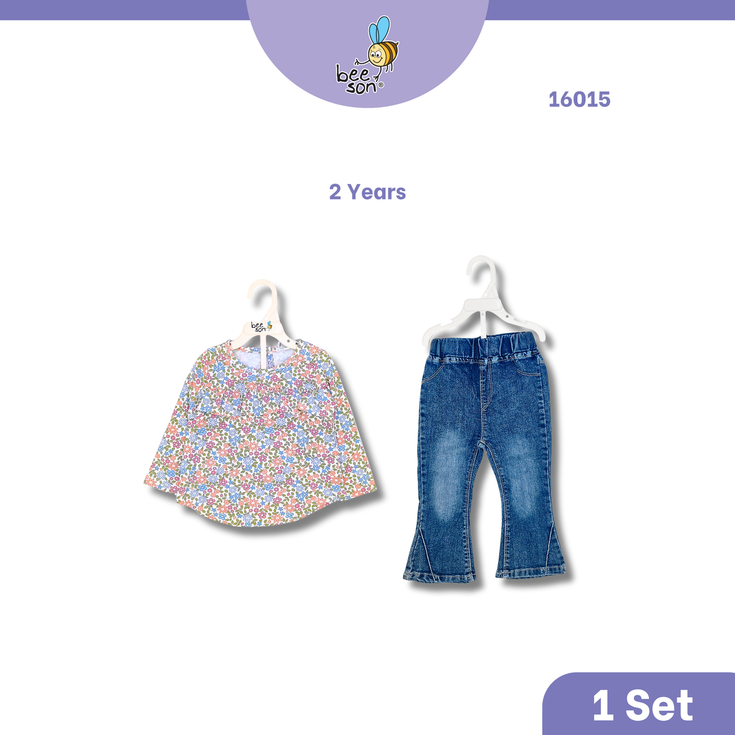 Beeson Toddler Kids Girl Top & Denim Jeans Suit Set 1-3 Years  | 16015 | 16016 | 16017 | 16018