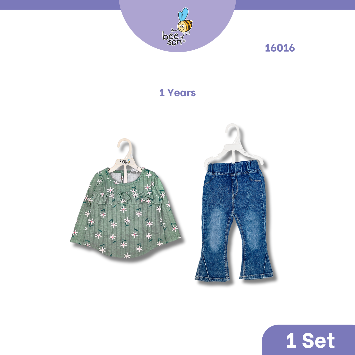 Beeson Toddler Kids Girl Top & Denim Jeans Suit Set 1-3 Years  | 16015 | 16016 | 16017 | 16018