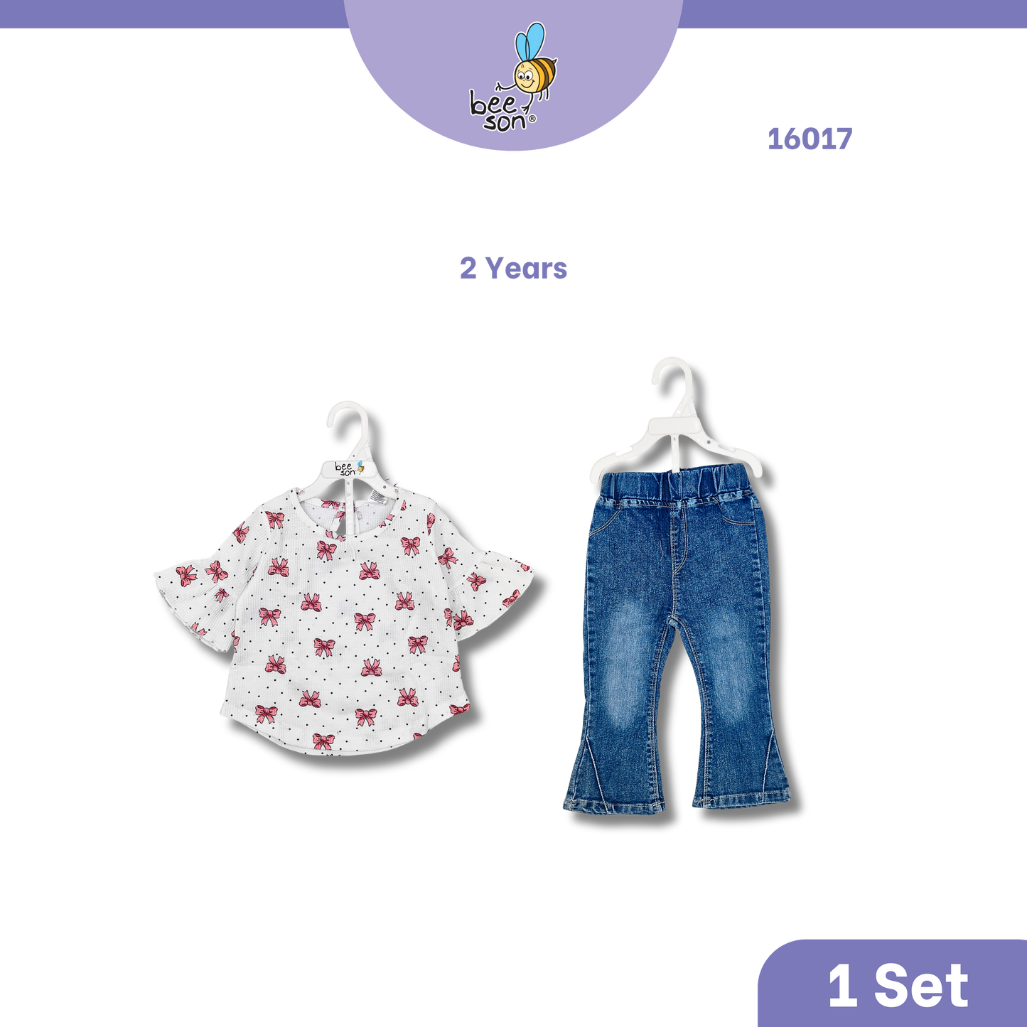 Beeson Toddler Kids Girl Top & Denim Jeans Suit Set 1-3 Years  | 16015 | 16016 | 16017 | 16018