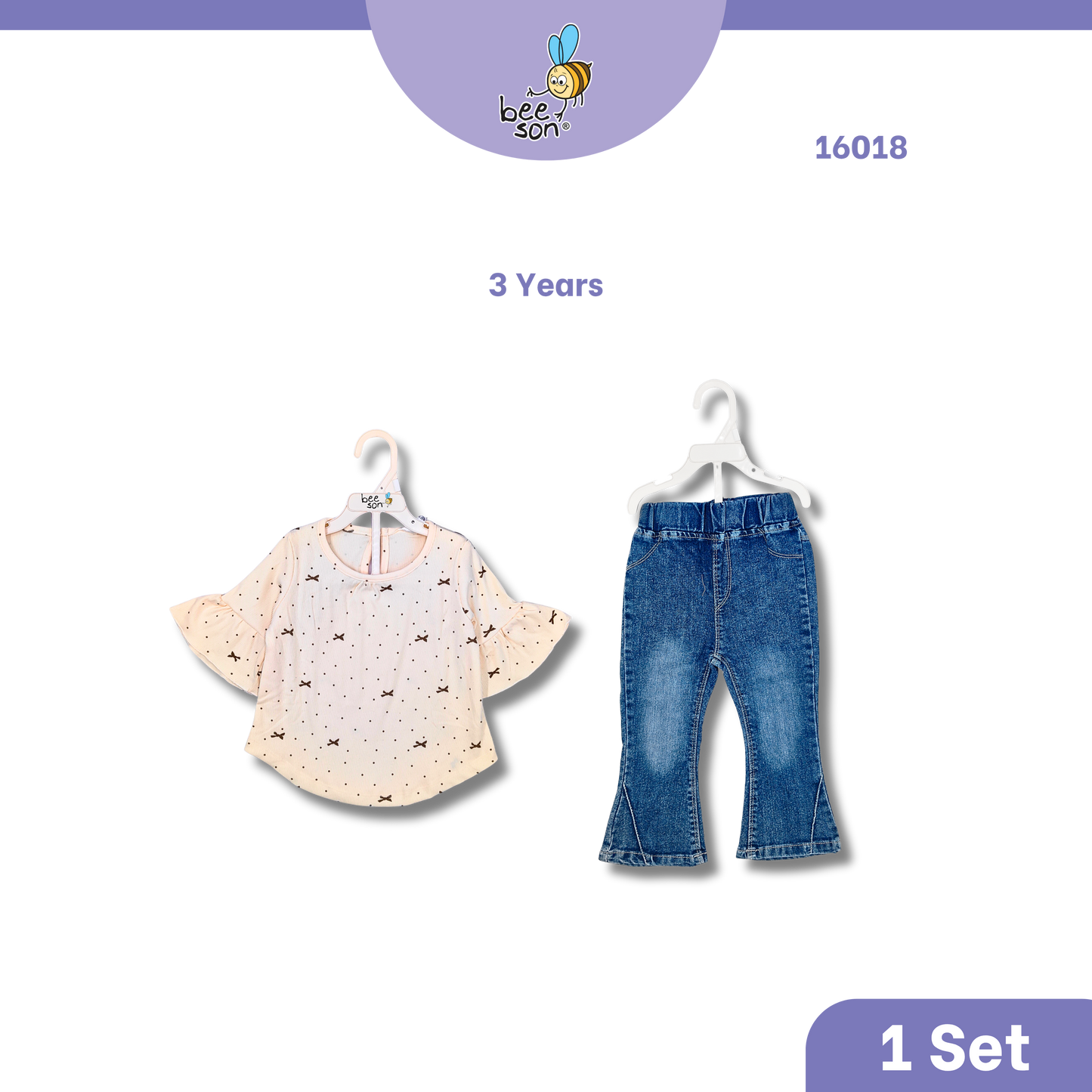 Beeson Toddler Kids Girl Top & Denim Jeans Suit Set 1-3 Years  | 16015 | 16016 | 16017 | 16018