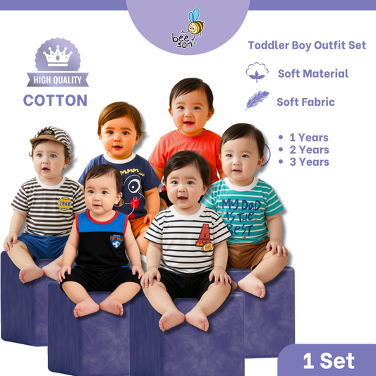 Beeson 1 - 3 Years Toddler Boy Knit Cotton Top & Pants Outfit Set 18158 | 18159 | 18160 | 18161 | 18162 | 18163