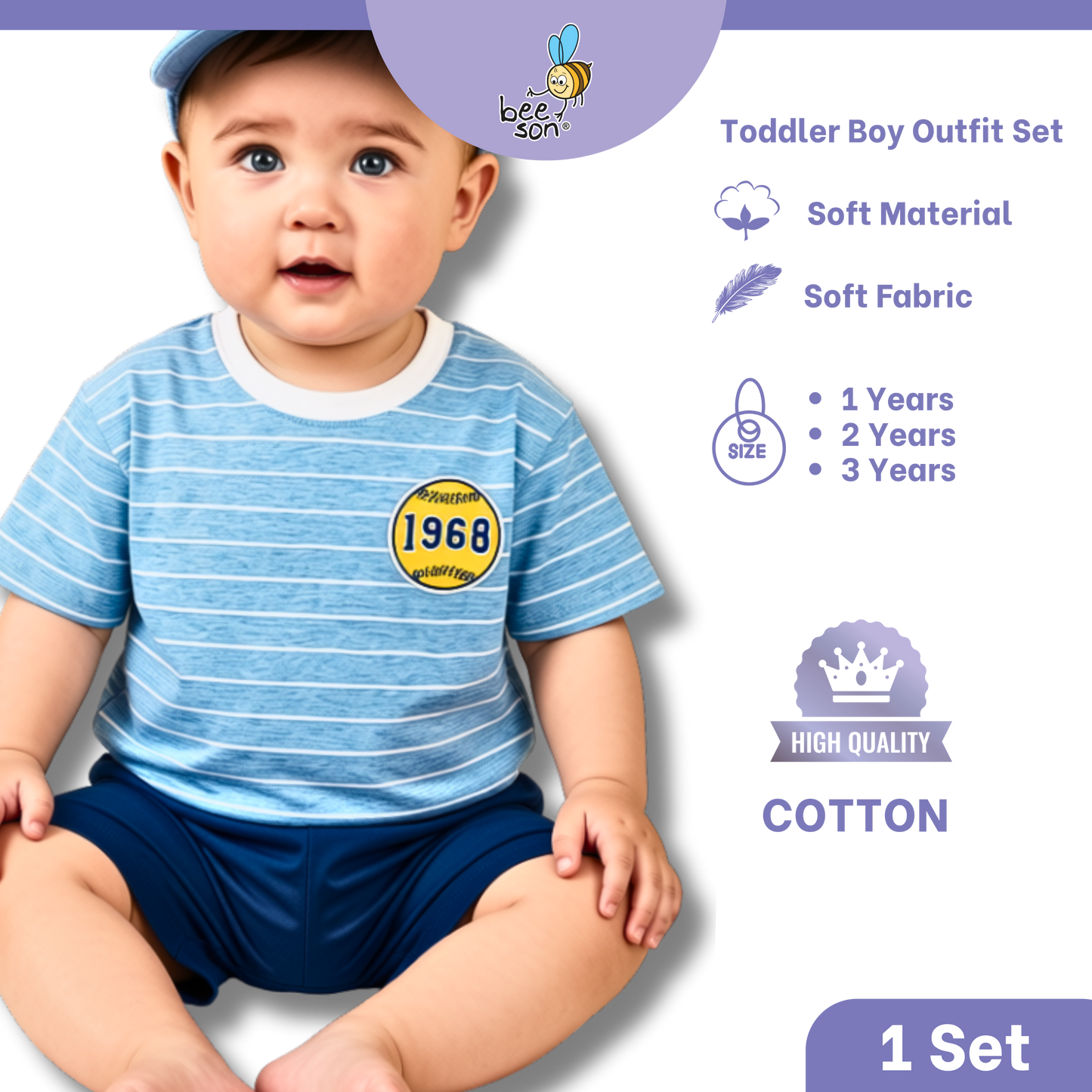 Beeson 1 - 3 Years Toddler Boy Knit Cotton Top & Pants Outfit Set 18158 | 18159 | 18160 | 18161 | 18162 | 18163