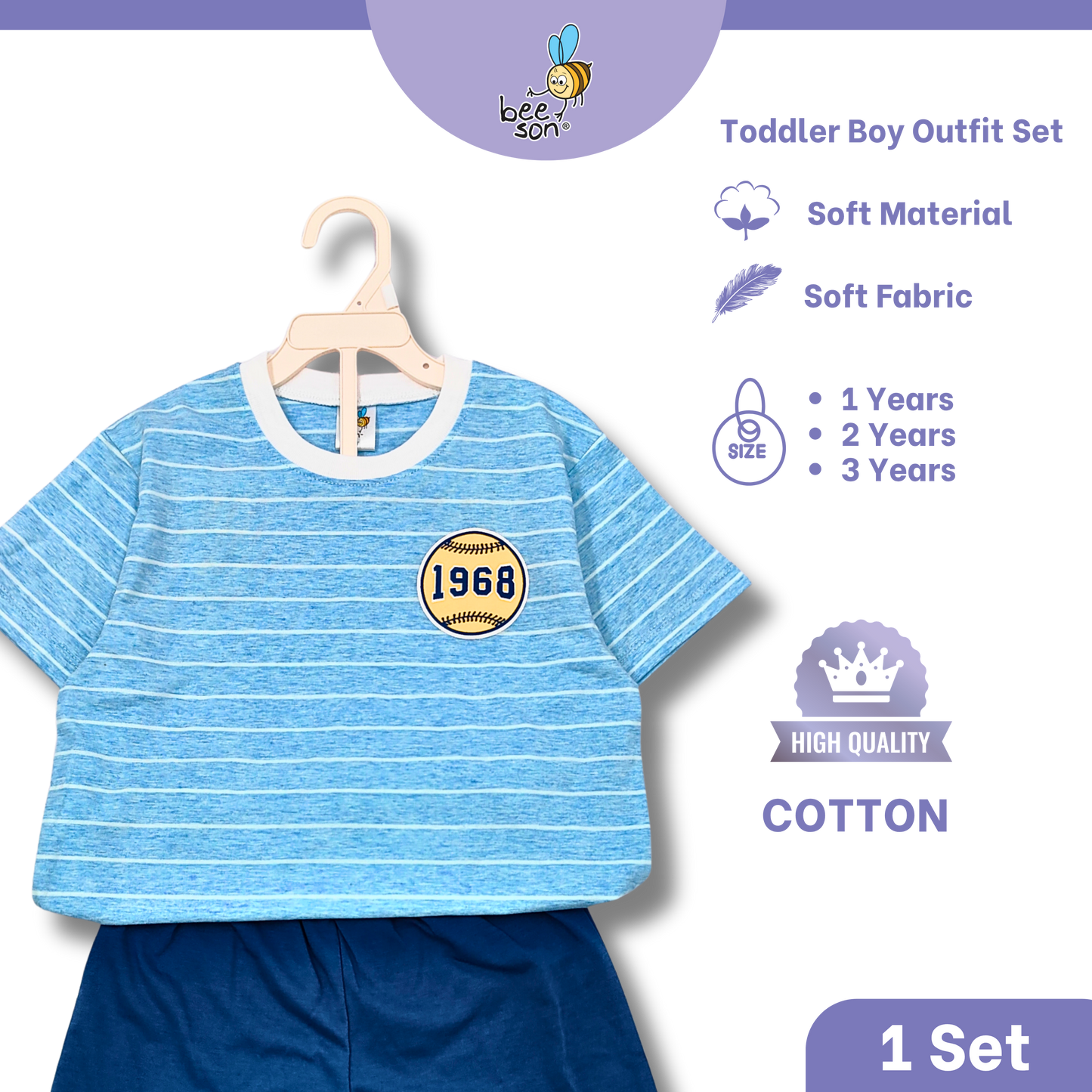 Beeson 1 - 3 Years Toddler Boy Knit Cotton Top & Pants Outfit Set 18158 | 18159 | 18160 | 18161 | 18162 | 18163