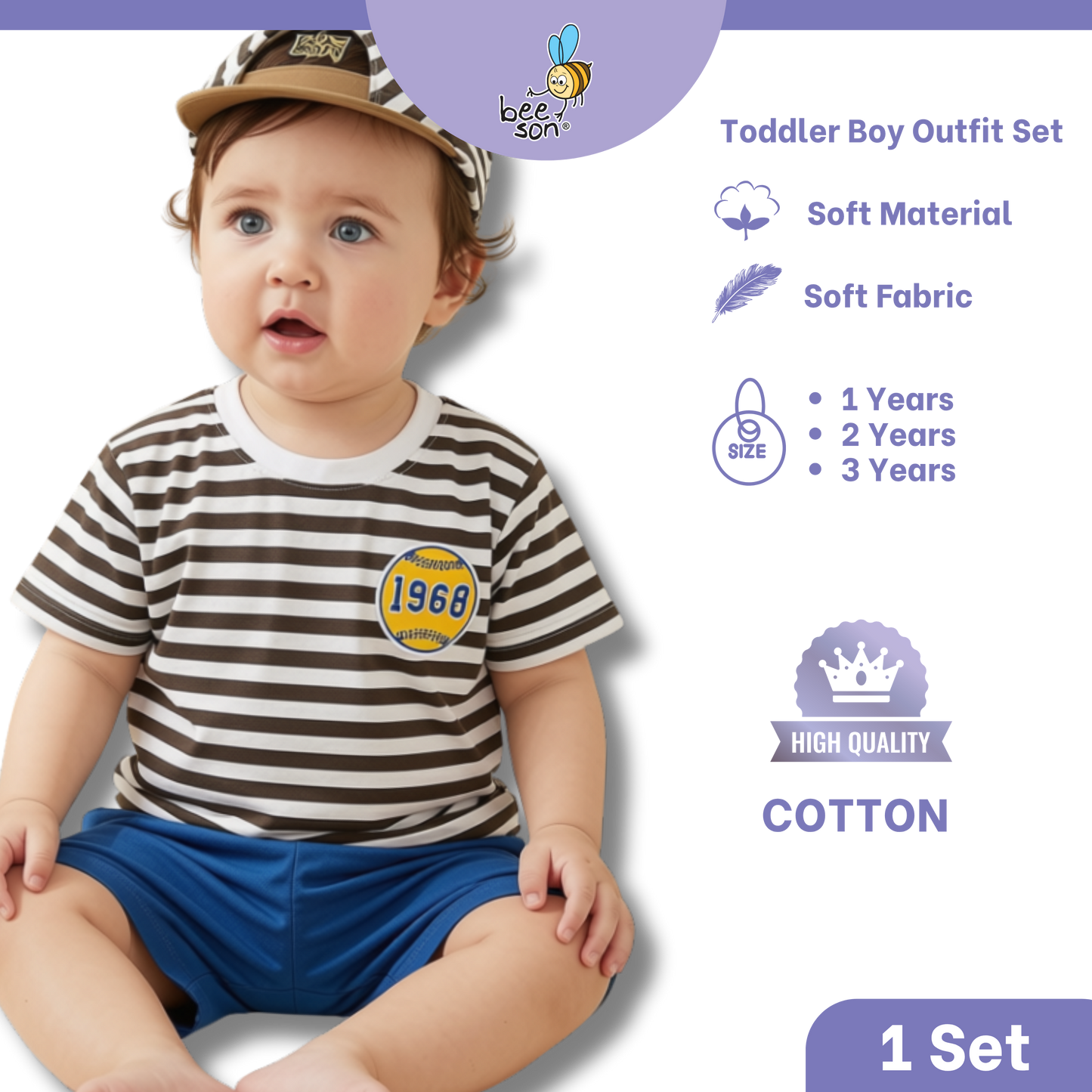 Beeson 1 - 3 Years Toddler Boy Knit Cotton Top & Pants Outfit Set 18158 | 18159 | 18160 | 18161 | 18162 | 18163