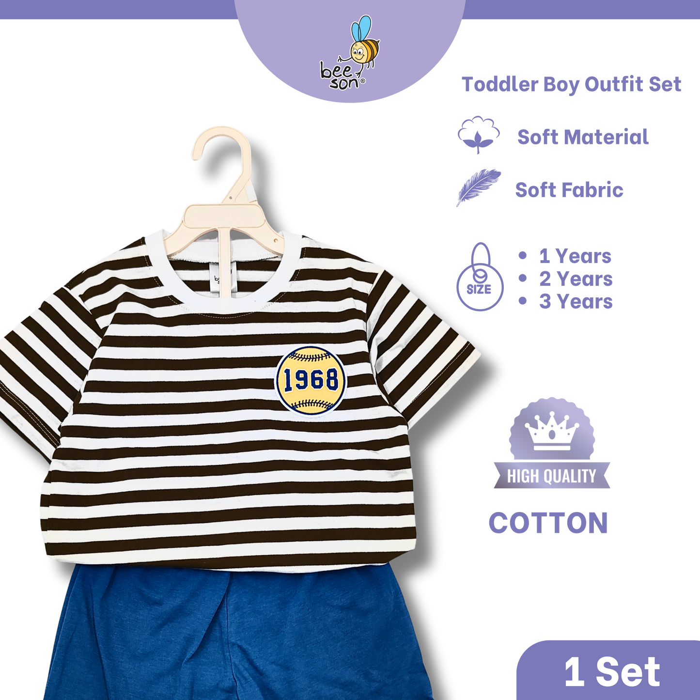 Beeson 1 - 3 Years Toddler Boy Knit Cotton Top & Pants Outfit Set 18158 | 18159 | 18160 | 18161 | 18162 | 18163