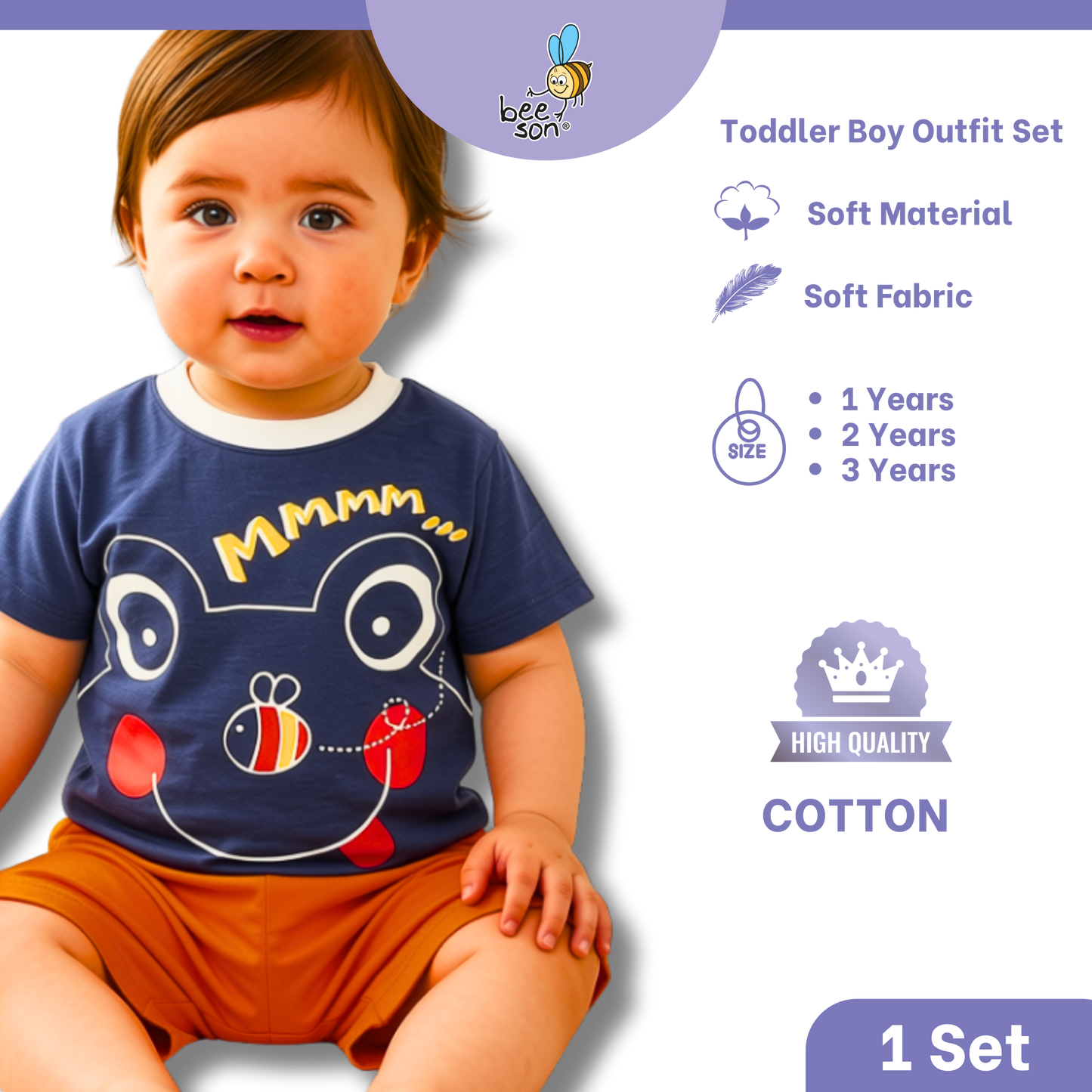 Beeson 1 - 3 Years Toddler Boy Knit Cotton Top & Pants Outfit Set 18158 | 18159 | 18160 | 18161 | 18162 | 18163