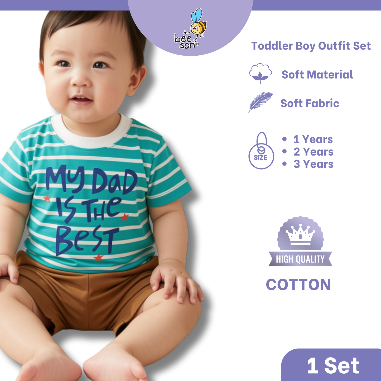 Beeson 1 - 3 Years Toddler Boy Knit Cotton Top & Pants Outfit Set 18158 | 18159 | 18160 | 18161 | 18162 | 18163