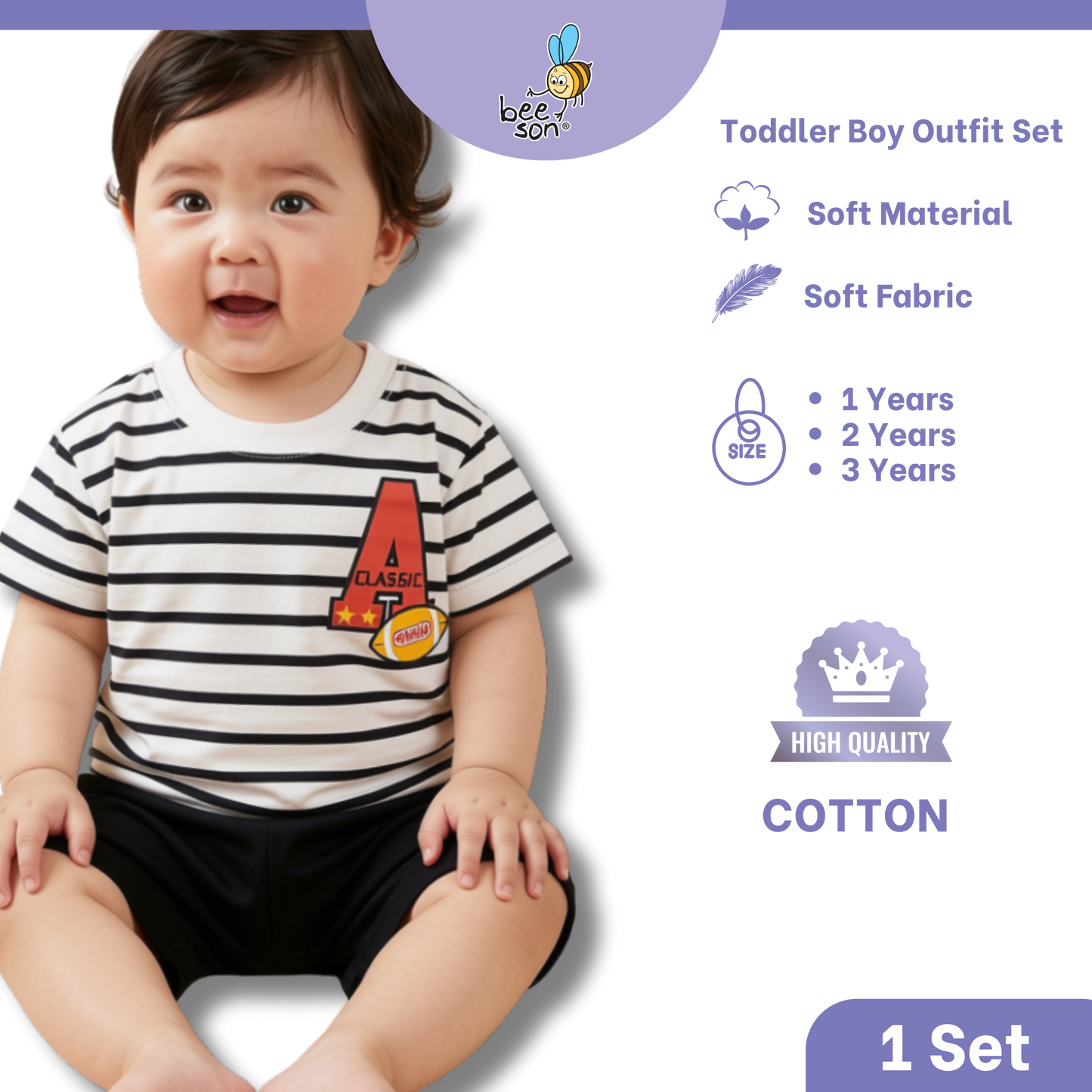 Beeson 1 - 3 Years Toddler Boy Knit Cotton Top & Pants Outfit Set 18158 | 18159 | 18160 | 18161 | 18162 | 18163