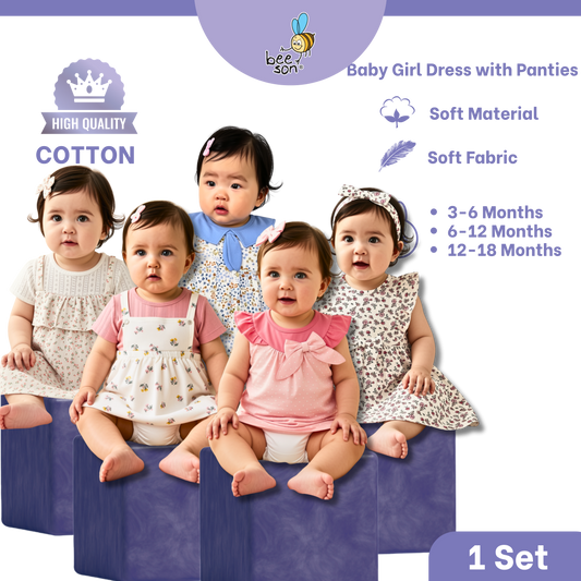 Beeson Newborn - 18months Baby Girl Knit Cotton Dress With Panty 18239 | 18240 | 18241 | 18242 | 18243