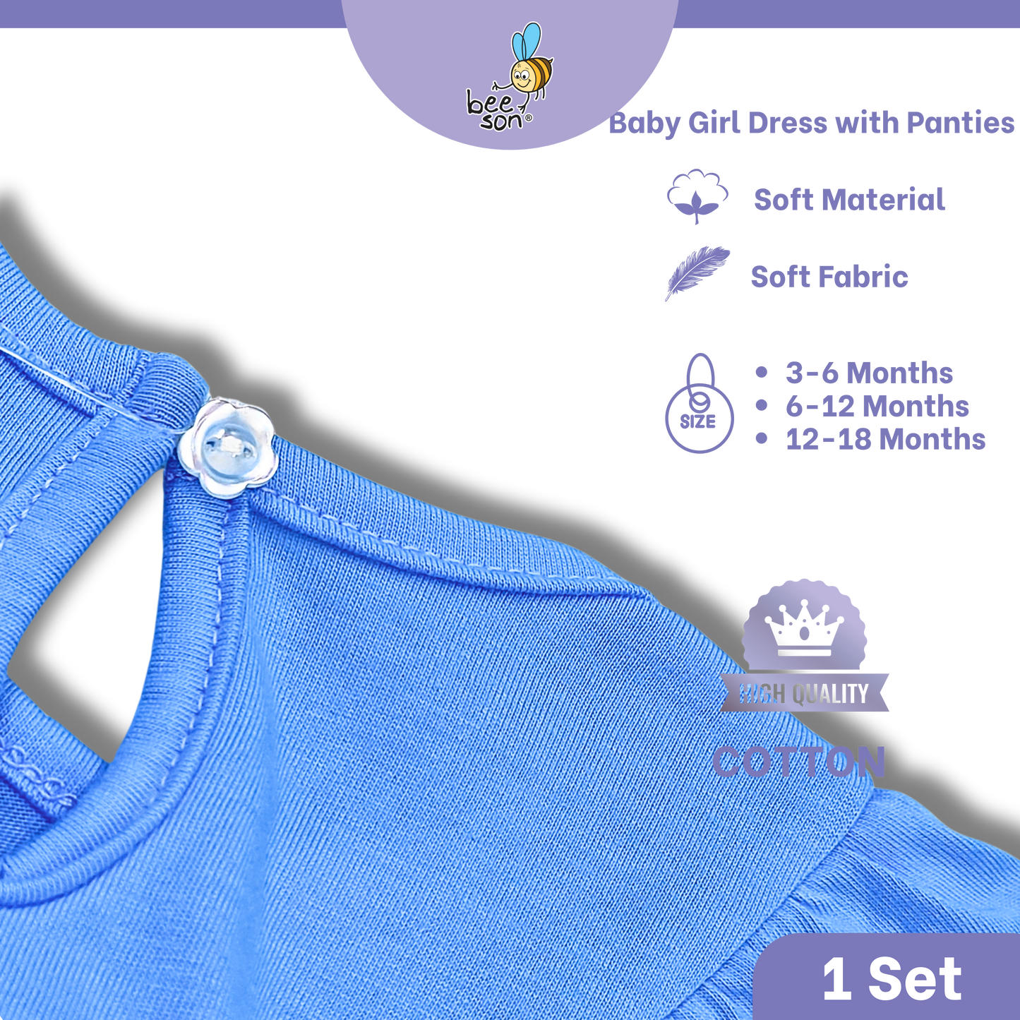 Beeson Newborn - 18months Baby Girl Knit Cotton Dress With Panty 18239 | 18240 | 18241 | 18242 | 18243