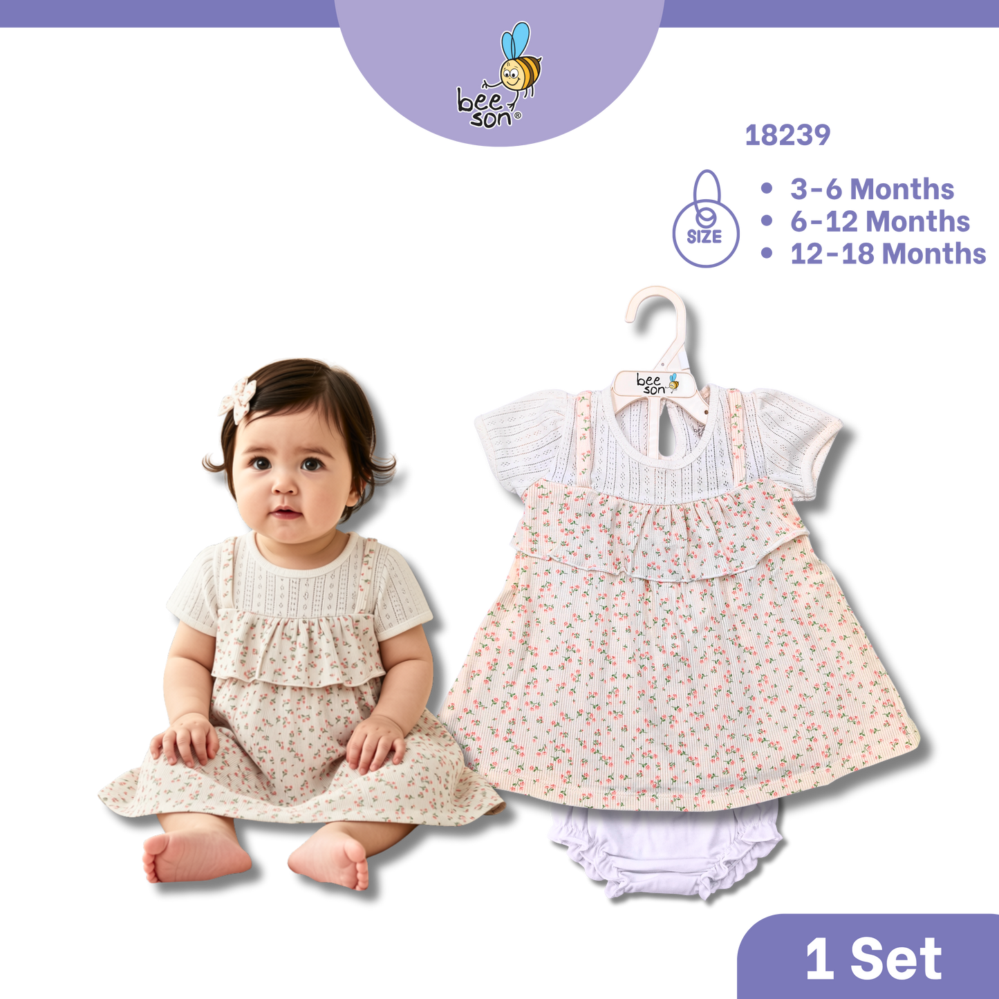 Beeson Newborn - 18months Baby Girl Knit Cotton Dress With Panty 18239 | 18240 | 18241 | 18242 | 18243