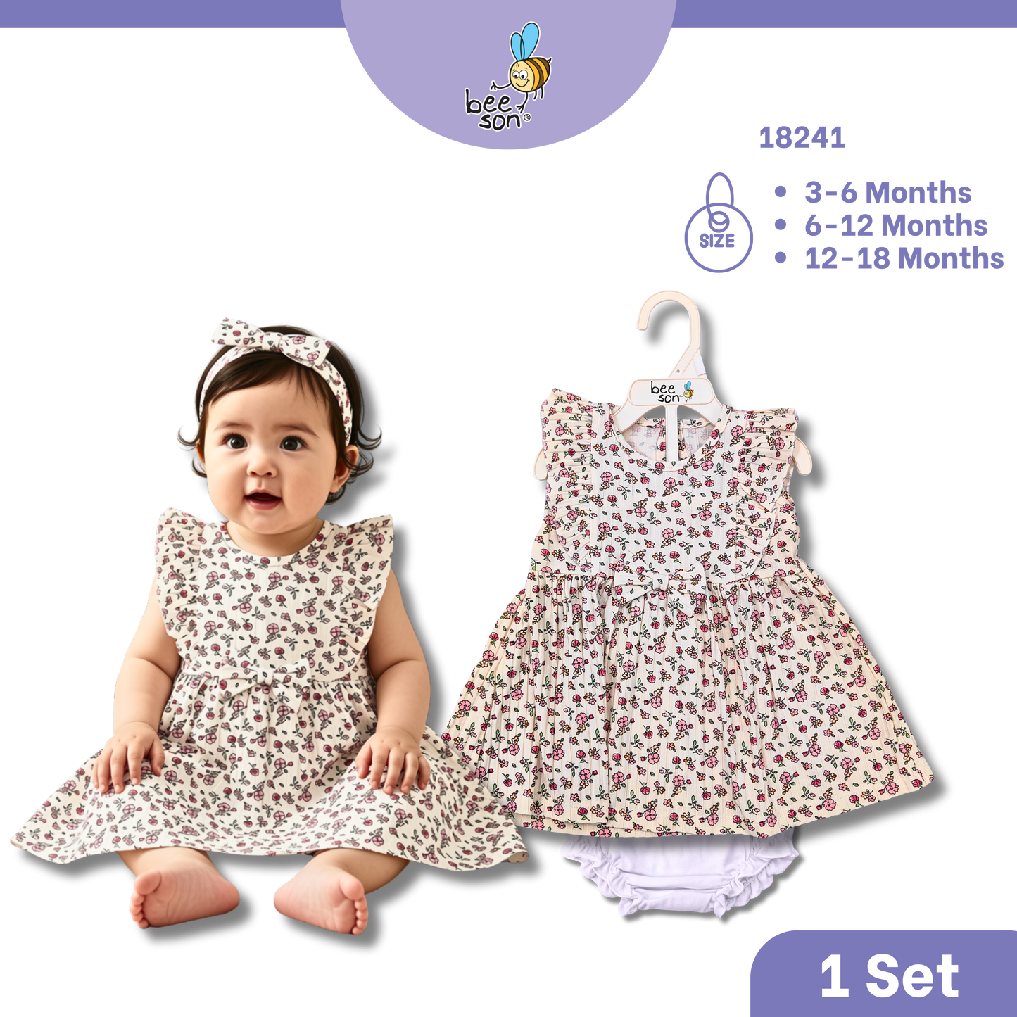 Beeson Newborn - 18months Baby Girl Knit Cotton Dress With Panty 18239 | 18240 | 18241 | 18242 | 18243