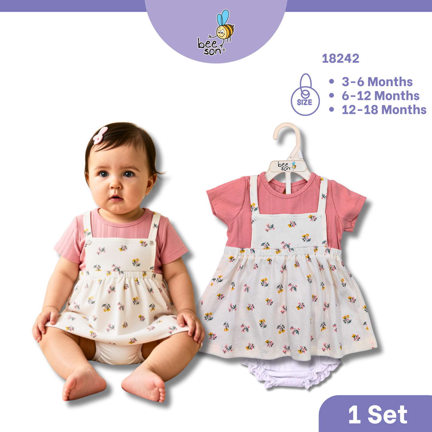 Beeson Newborn - 18months Baby Girl Knit Cotton Dress With Panty 18239 | 18240 | 18241 | 18242 | 18243