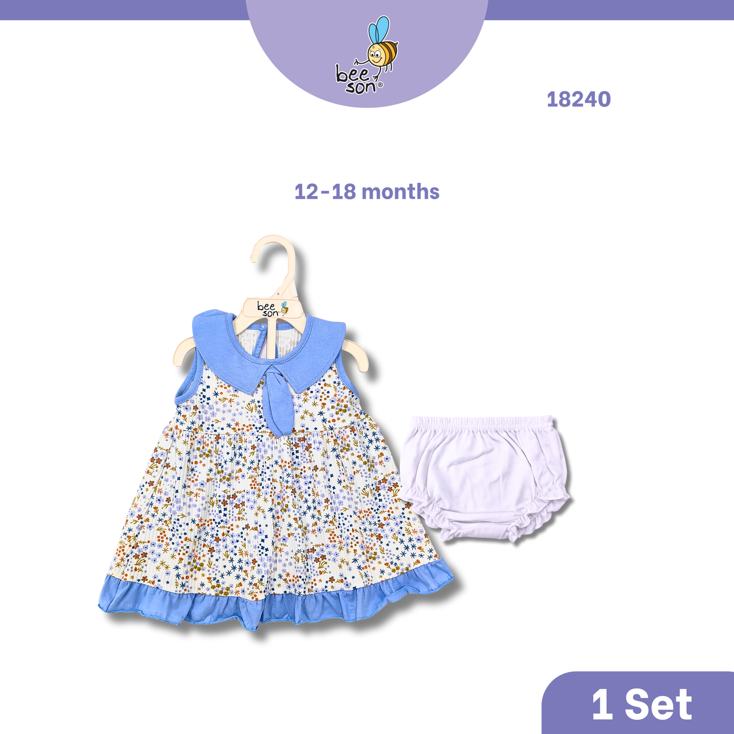 Beeson Newborn - 18months Baby Girl Knit Cotton Dress With Panty 18239 | 18240 | 18241 | 18242 | 18243