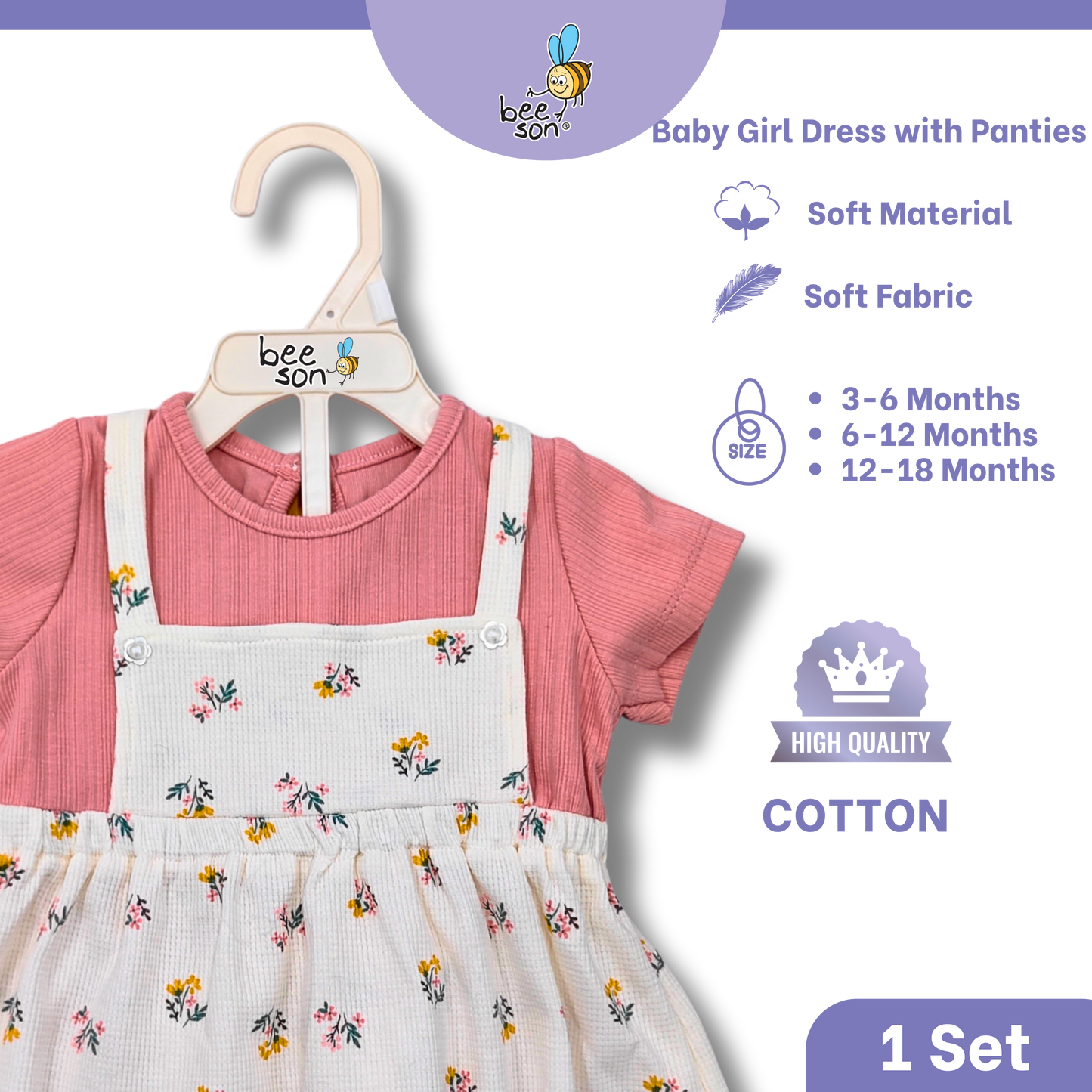 Beeson Newborn - 18months Baby Girl Knit Cotton Dress With Panty 18239 | 18240 | 18241 | 18242 | 18243