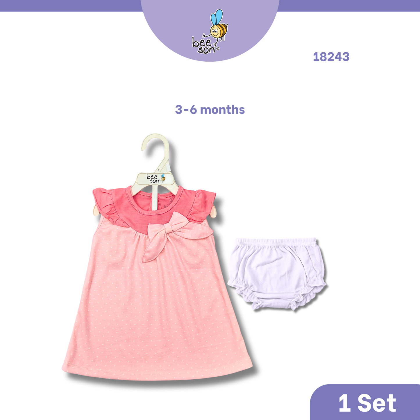 Beeson Newborn - 18months Baby Girl Knit Cotton Dress With Panty 18239 | 18240 | 18241 | 18242 | 18243