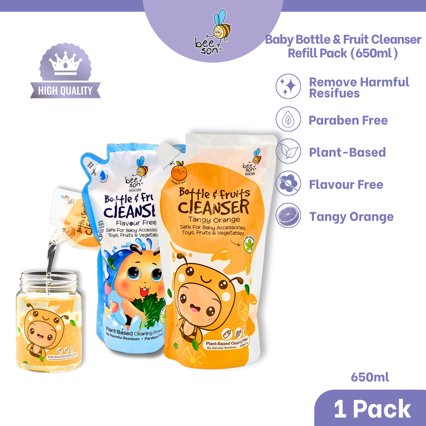 Beeson Baby Bottle & Fruit Cleanser Refill Pack (650ml) | 22030 | 22031