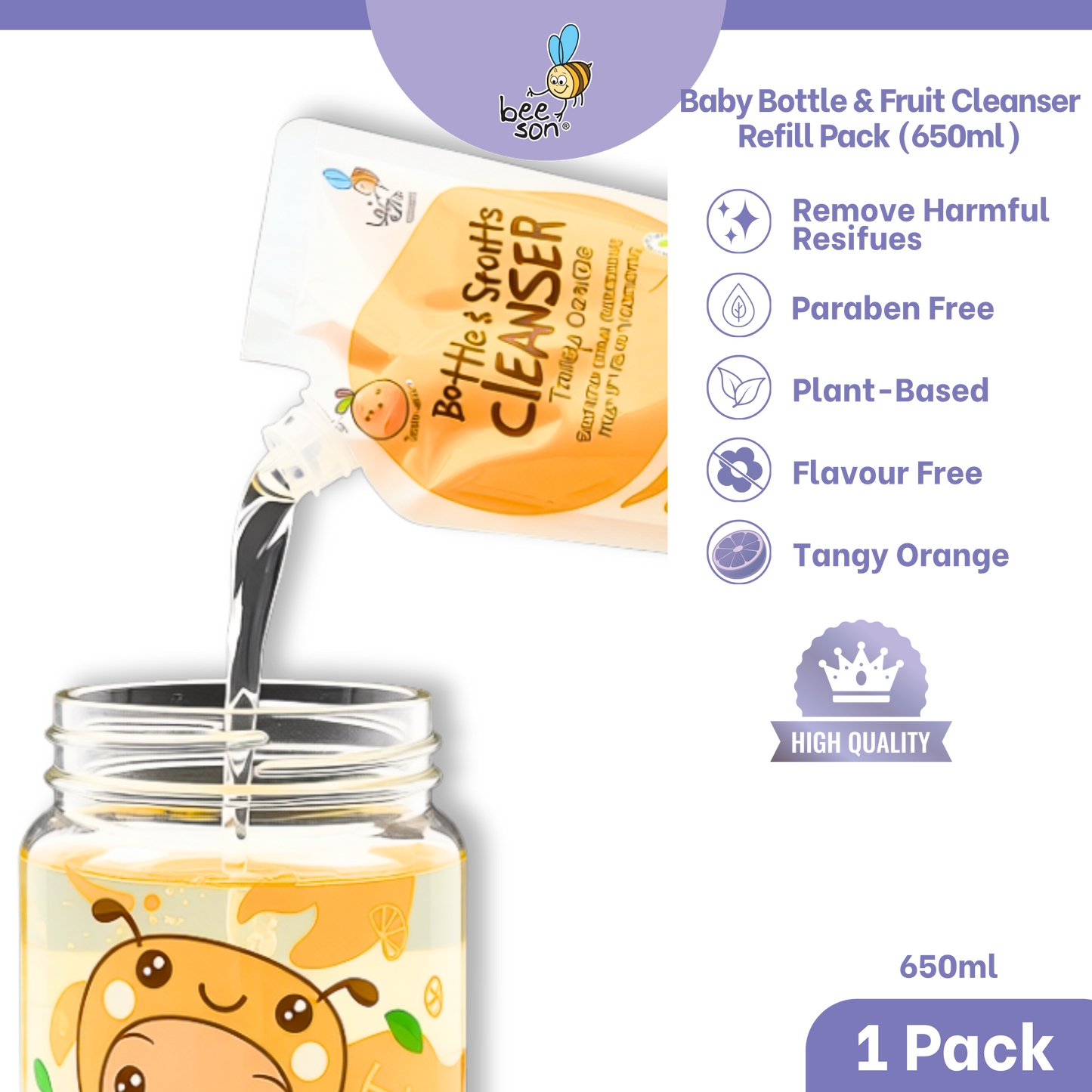 Beeson Baby Bottle & Fruit Cleanser Refill Pack (650ml) | 22030 | 22031