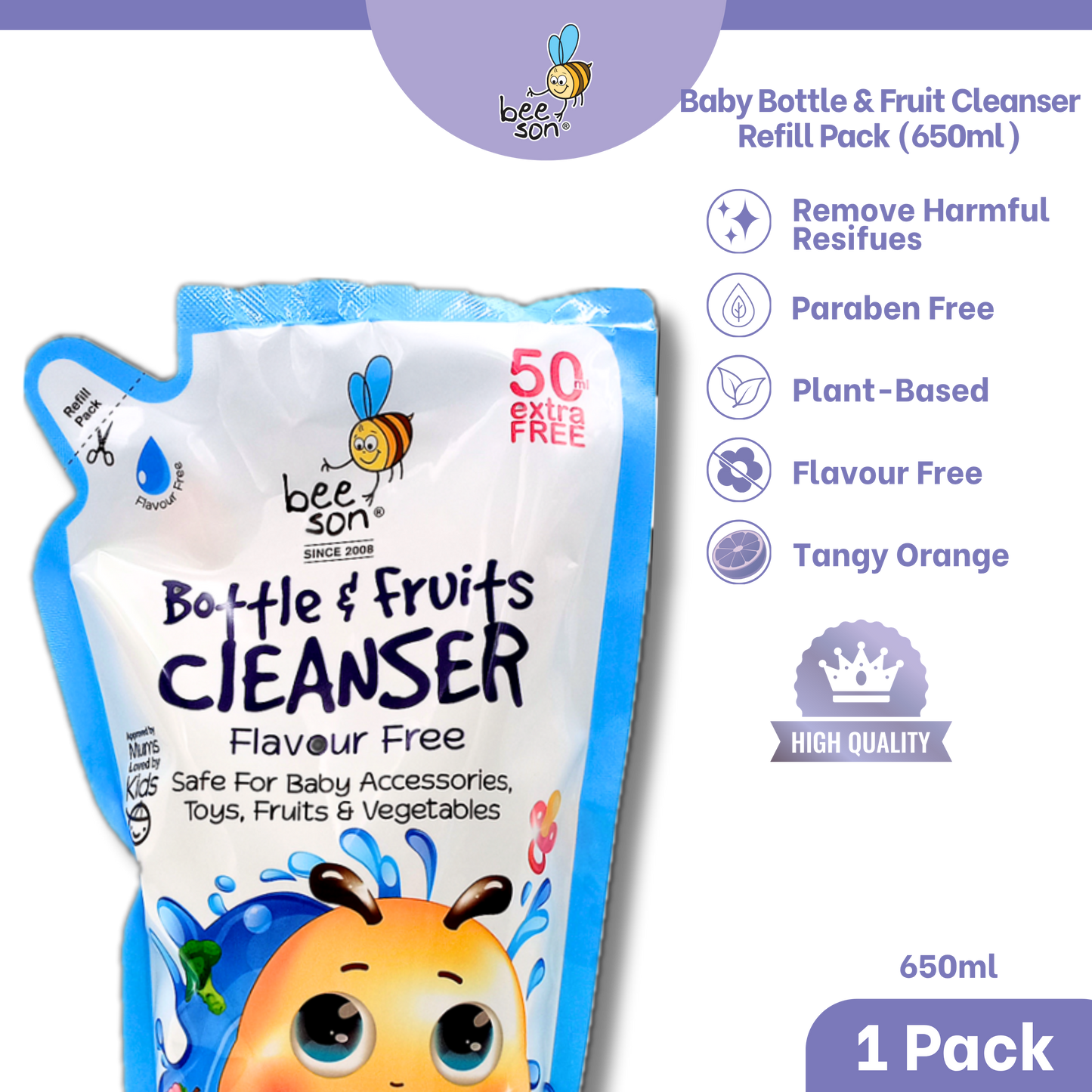 Beeson Baby Bottle & Fruit Cleanser Refill Pack (650ml) | 22030 | 22031