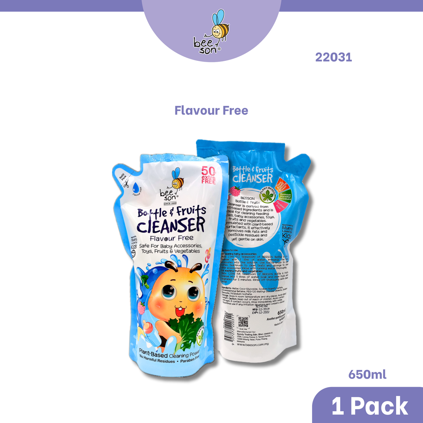 Beeson Baby Bottle & Fruit Cleanser Refill Pack (650ml) | 22030 | 22031