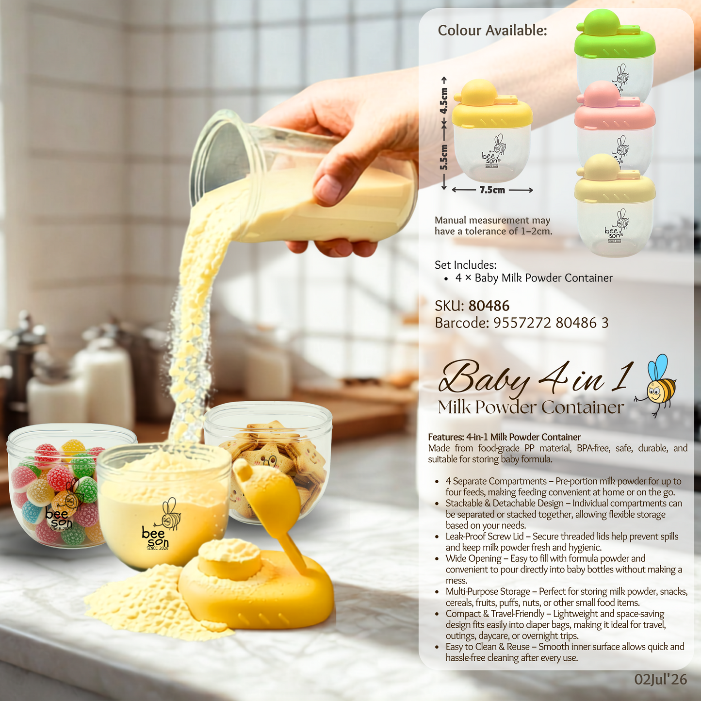 Beeson 4in1 Baby Multi Purpose Powder Container Dispenser | 80486