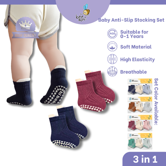Beeson 3in1 Baby Anti-Slip Socks Baby Girl | Boy Socks Unisex | 80980