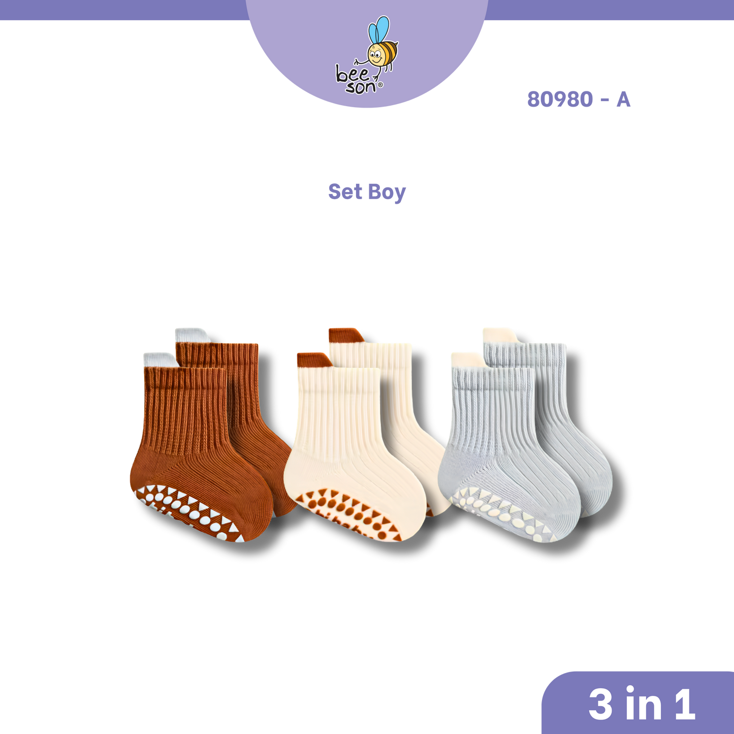 Beeson 3in1 Baby Anti-Slip Socks Baby Girl | Boy Socks Unisex | 80980