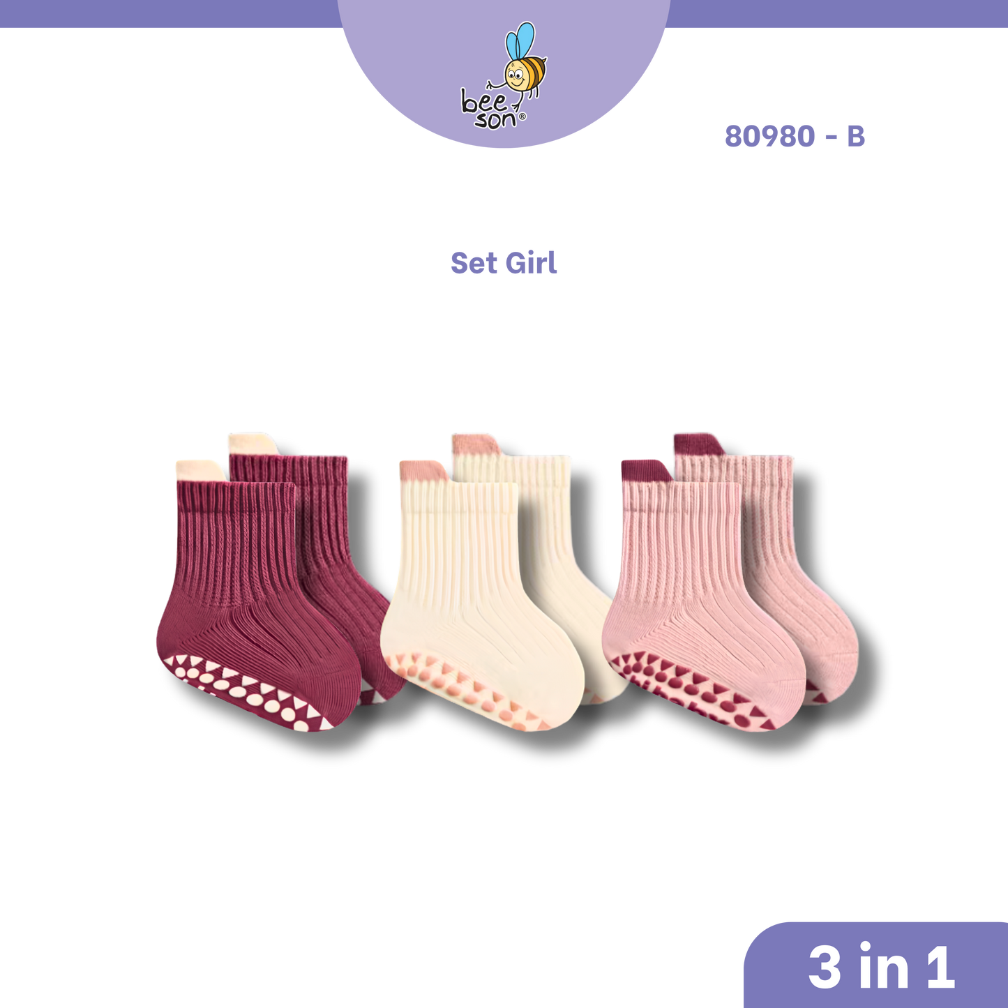 Beeson 3in1 Baby Anti-Slip Socks Baby Girl | Boy Socks Unisex | 80980