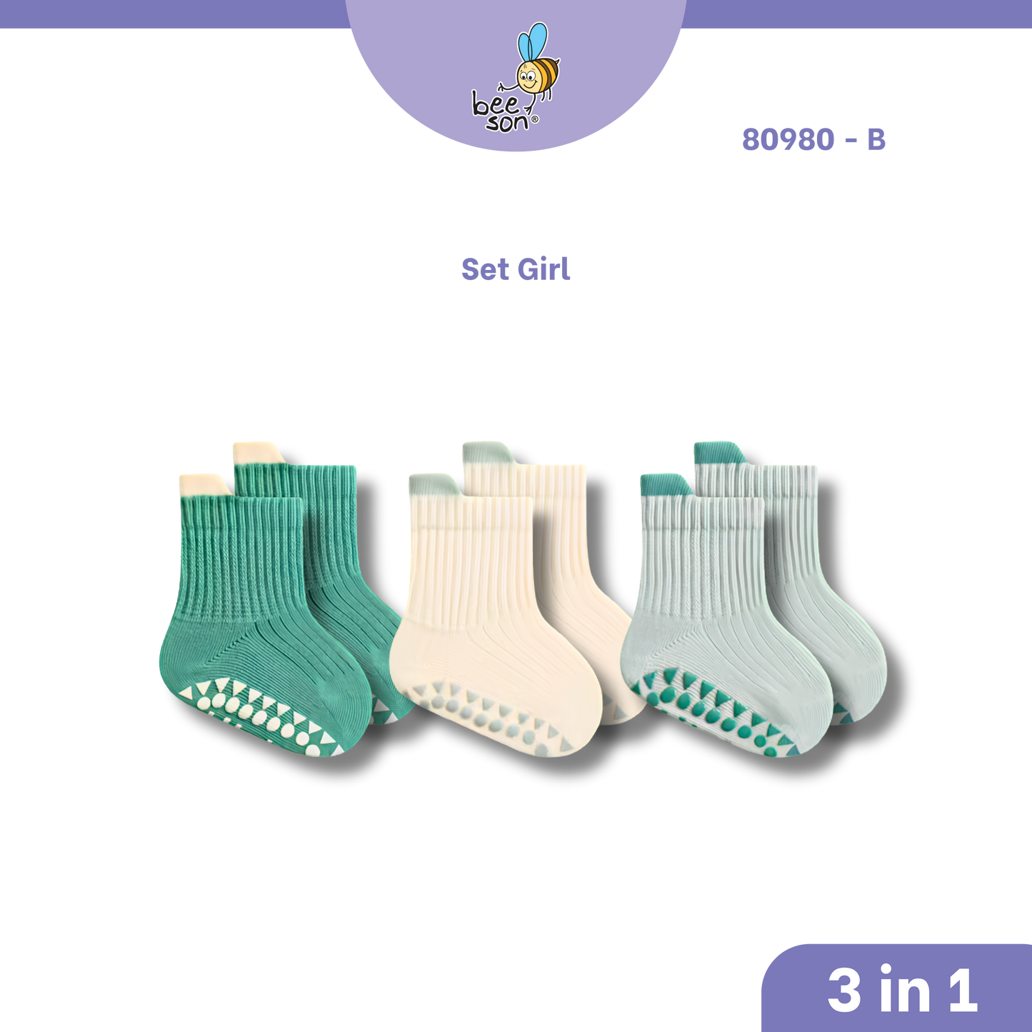 Beeson 3in1 Baby Anti-Slip Socks Baby Girl | Boy Socks Unisex | 80980