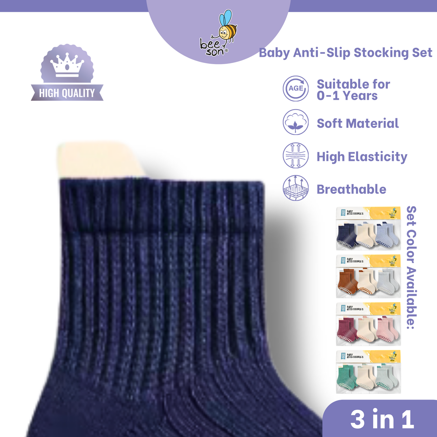 Beeson 3in1 Baby Anti-Slip Socks Baby Girl | Boy Socks Unisex | 80980