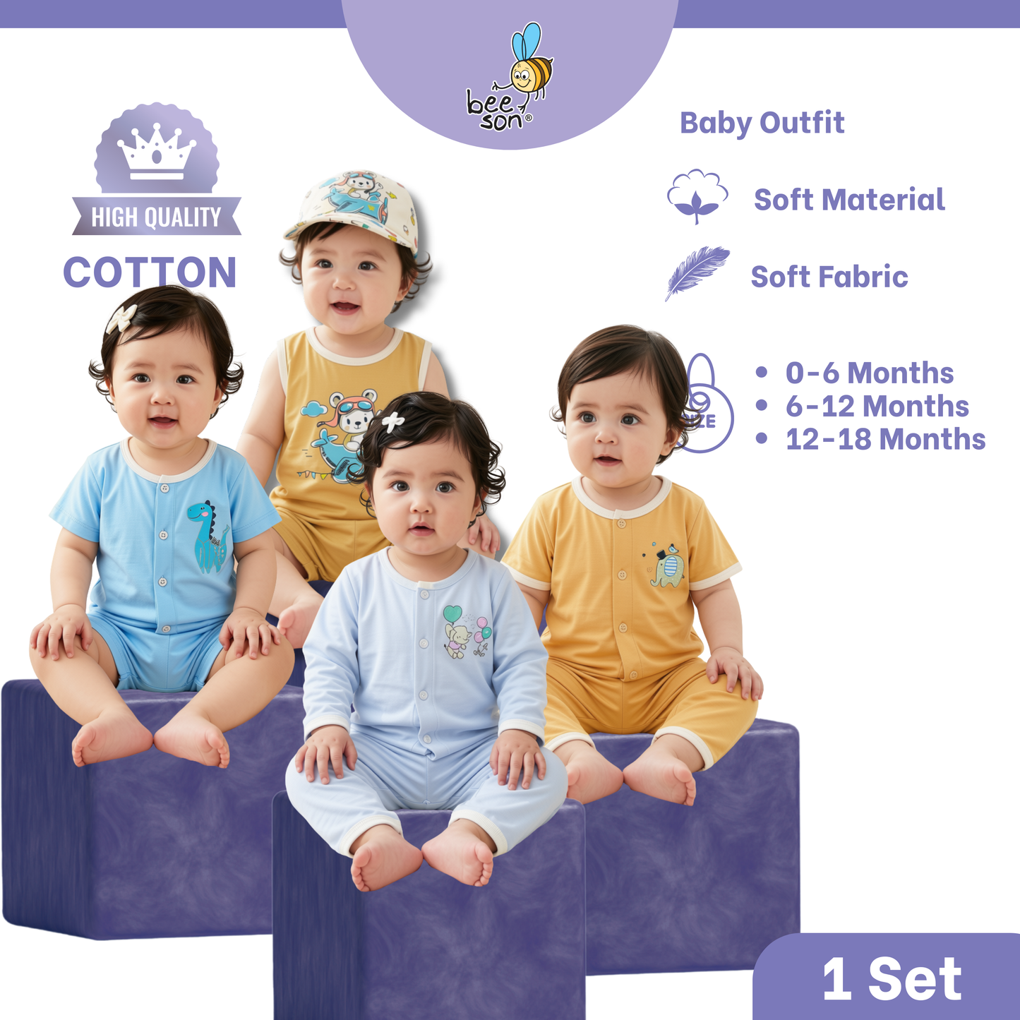Beeson Newborn - 18months Baby Knit Cotton Top & Pant Outfit Set 13373 | 13374 | 13375 | 13376