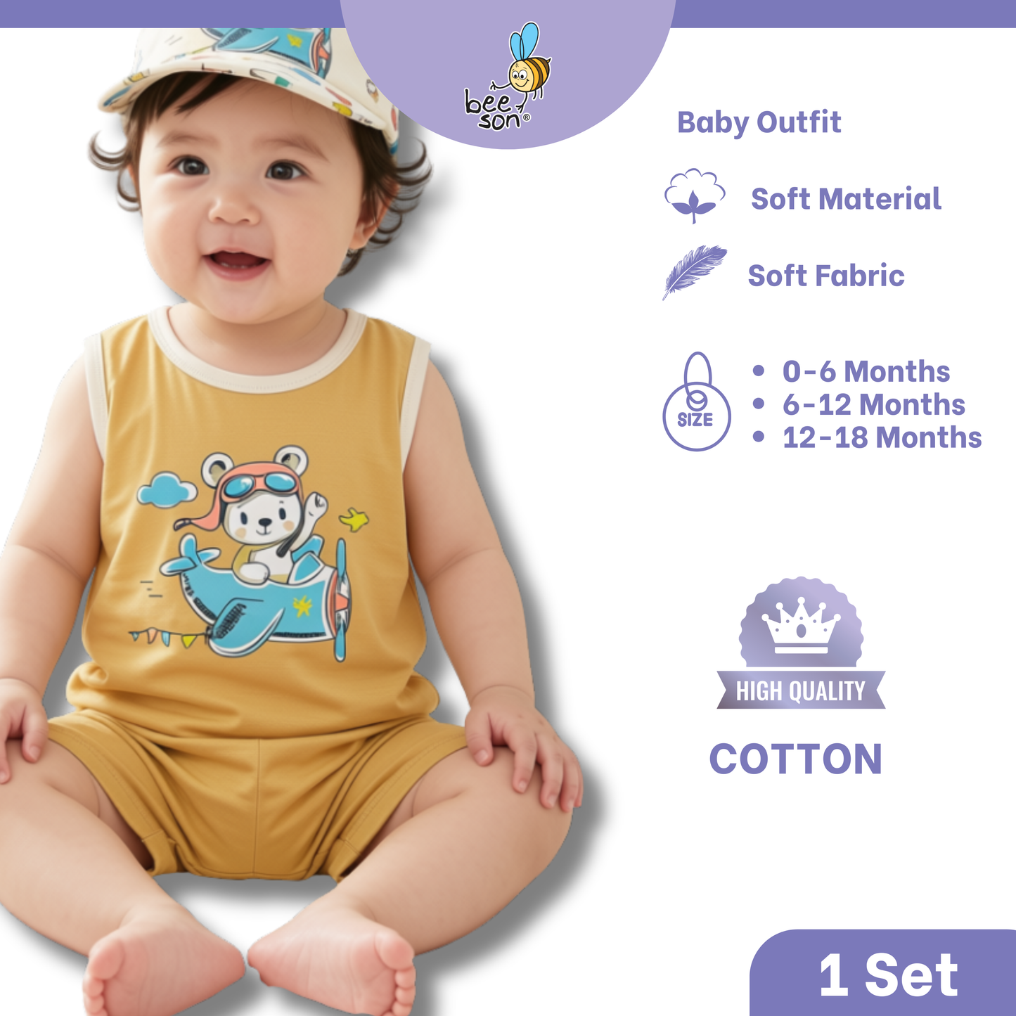 Beeson Newborn - 18months Baby Knit Cotton Top & Pant Outfit Set 13373 | 13374 | 13375 | 13376