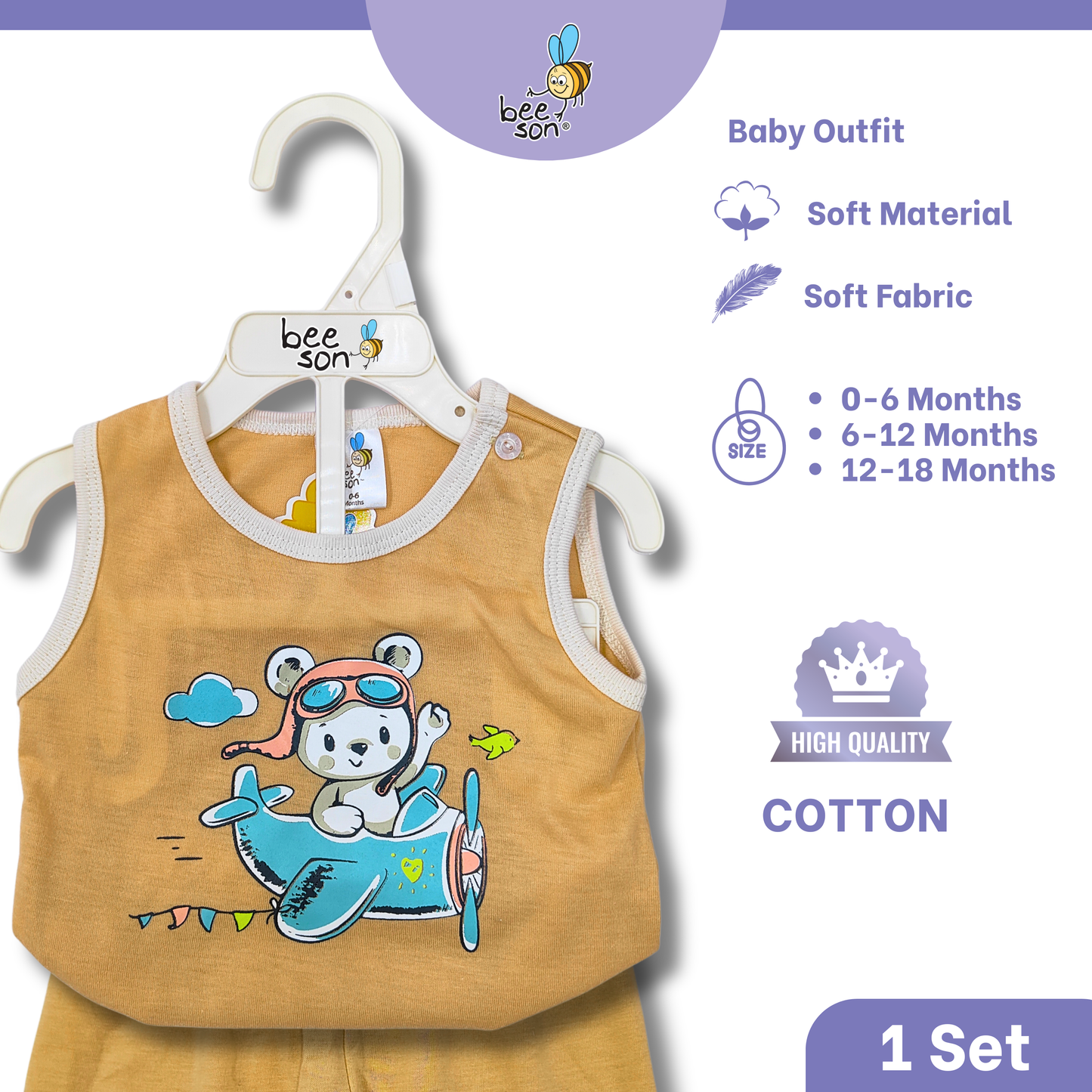 Beeson Newborn - 18months Baby Knit Cotton Top & Pant Outfit Set 13373 | 13374 | 13375 | 13376