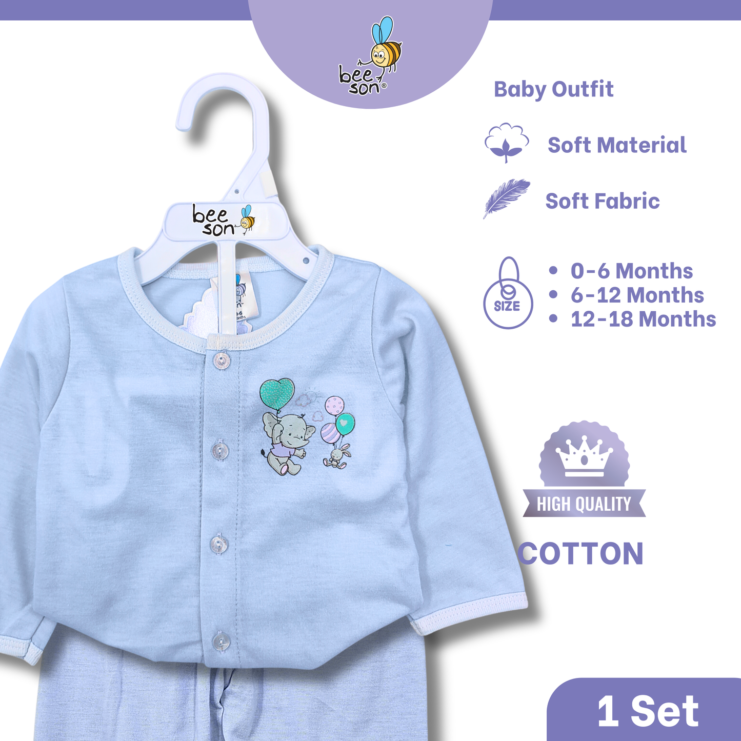 Beeson Newborn - 18months Baby Knit Cotton Top & Pant Outfit Set 13373 | 13374 | 13375 | 13376