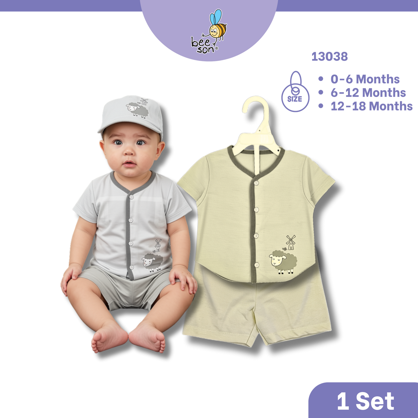 Beeson Baby Soft Cotton Top & Pant Outfit Set 0-18 Months | Unisex | 13033 | 13034 | 13036 | 13037 | 13038 | 13039 | 13042 | 13043 | 13044 | 13049 | 13056 | 13057
