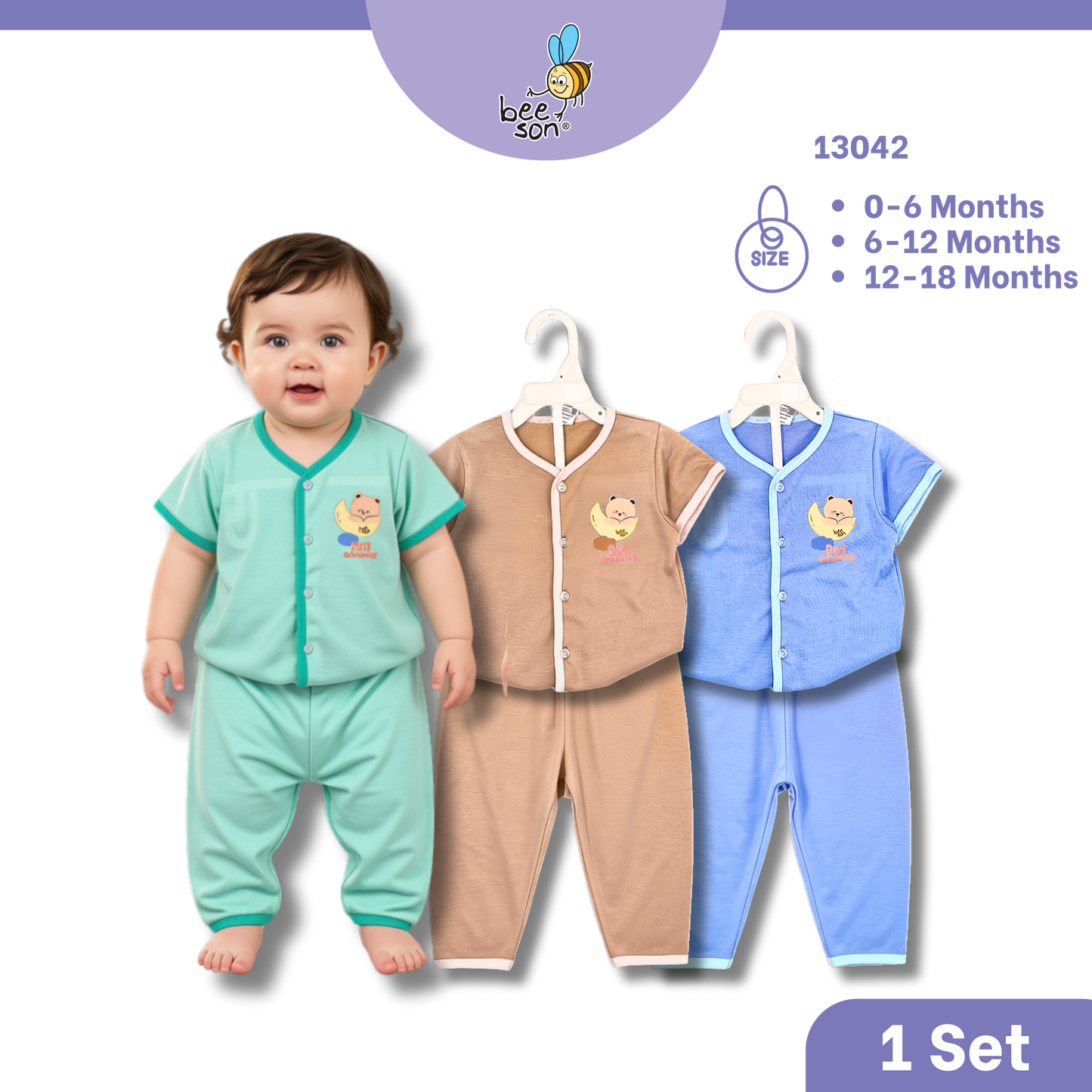 Beeson Baby Soft Cotton Top & Pant Outfit Set 0-18 Months | Unisex | 13033 | 13034 | 13036 | 13037 | 13038 | 13039 | 13042 | 13043 | 13044 | 13049 | 13056 | 13057