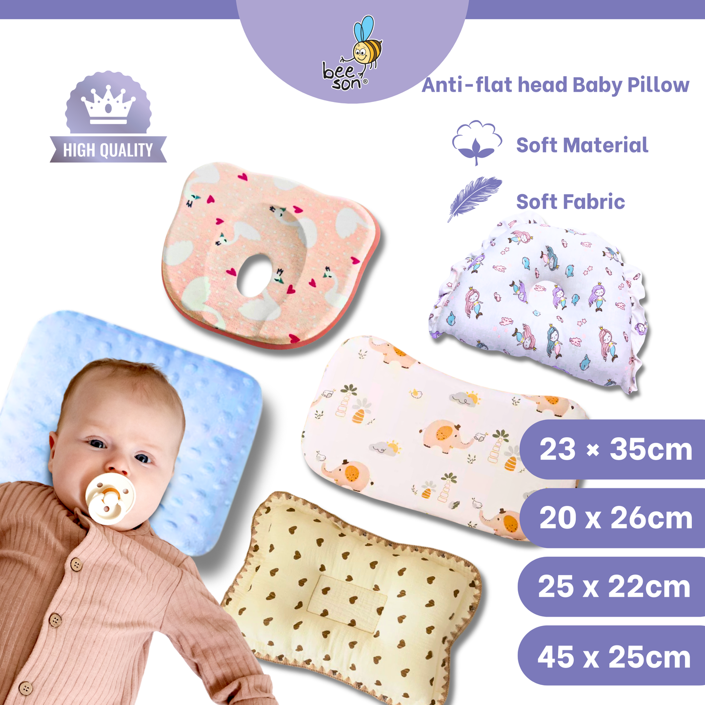 Beeson Bedding Baby Dimple Pillow | Head Shaping Pillow 10667 | 10669 | 10670 | 10671 | 10676