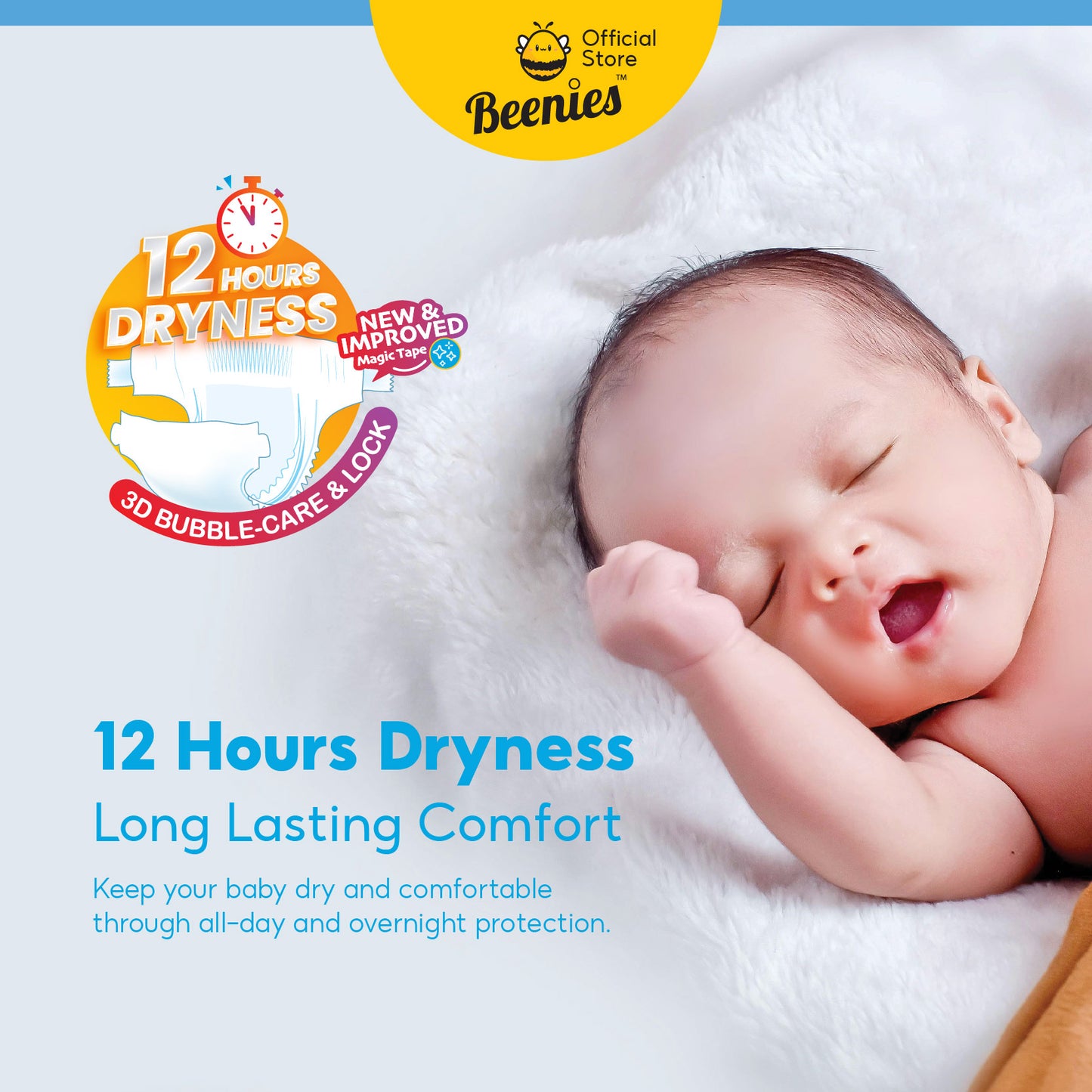 [Carton] Beenies Diapers Baby Comfy Tape Convenience Pack - 12 packs