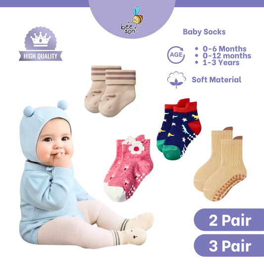 Beeson 2in1 | 3in1 | Baby Girl | Boy Socks Unisex Anti-Slip 80980 | 80981 | 80982 | 80983